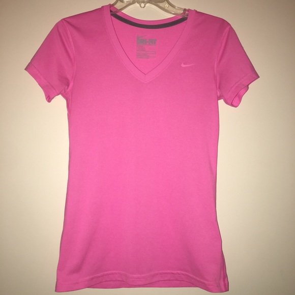 Pink Nike Dri Fit Shirt Sleeve Top - Picture 1 of 2